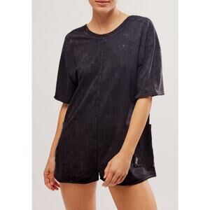 FP Movement Hot Shot Tee Romper Washed Black Pockets One Piece Size XL